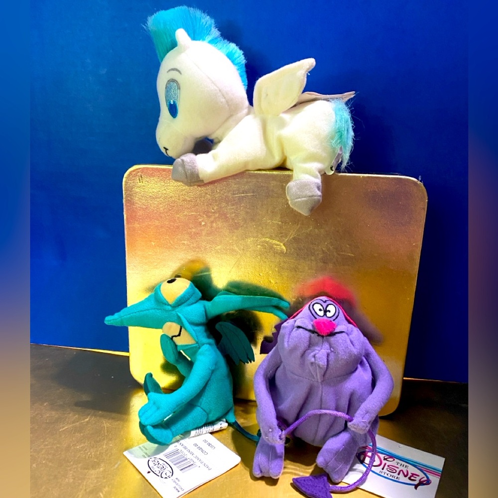 DISNEY STORE VTG 90s HERCULES BEAN BAG PLUSH COMPLETE SET PEGASUS PANIC PAIN